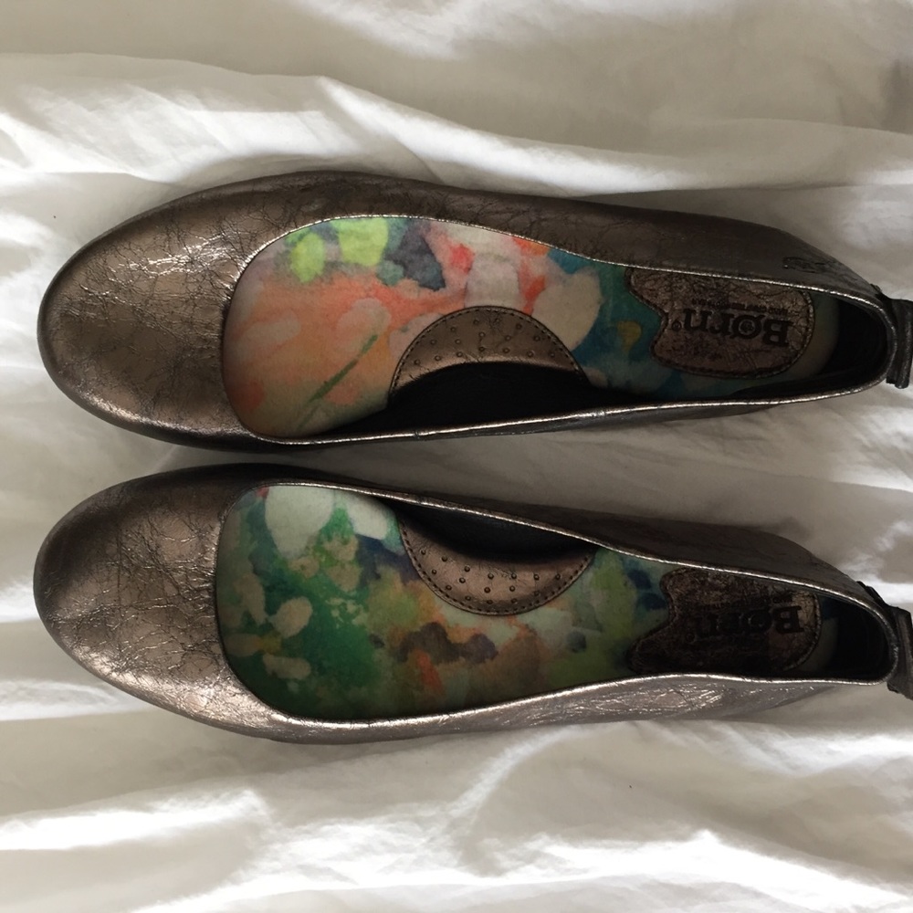Born metallic silver leather flats